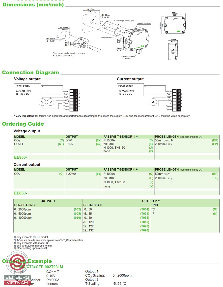 CẢM BIẾN CO2 E+E EE850-C6xxFP005