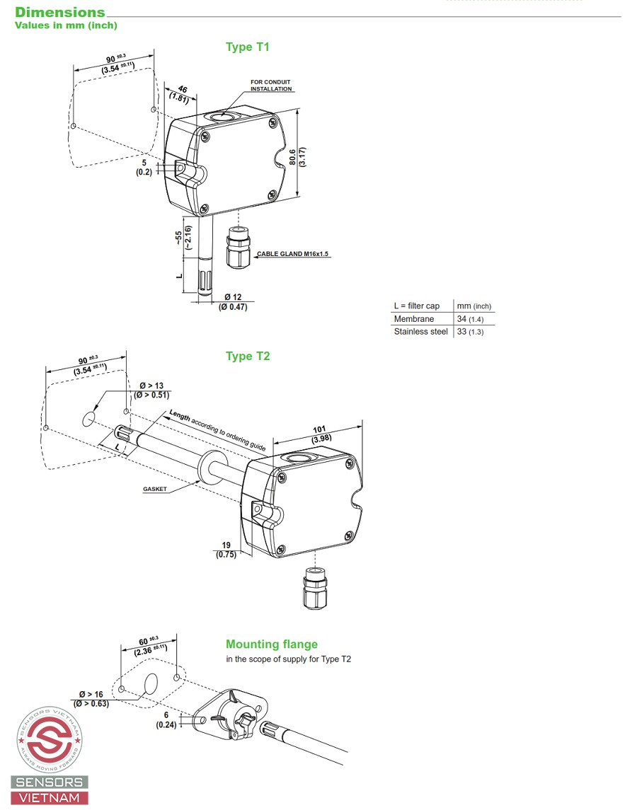 CẢM BIẾN NHIỆT ĐỘ VÀ ĐỘ ĂM GẮN ỐNG GIÓ E+E ELEKTRONIK EE212
